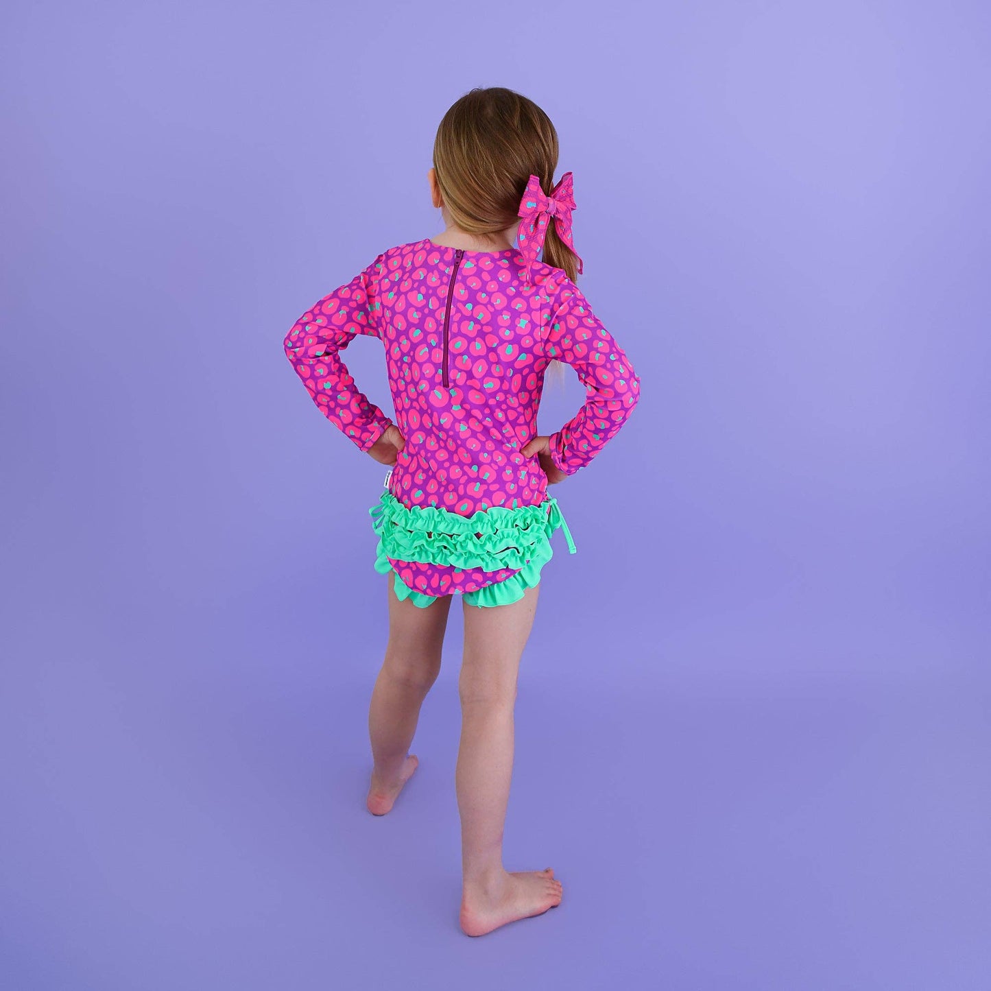 Tara Leopard LONG SLEEVE RASH GUARD SWIMSUIT