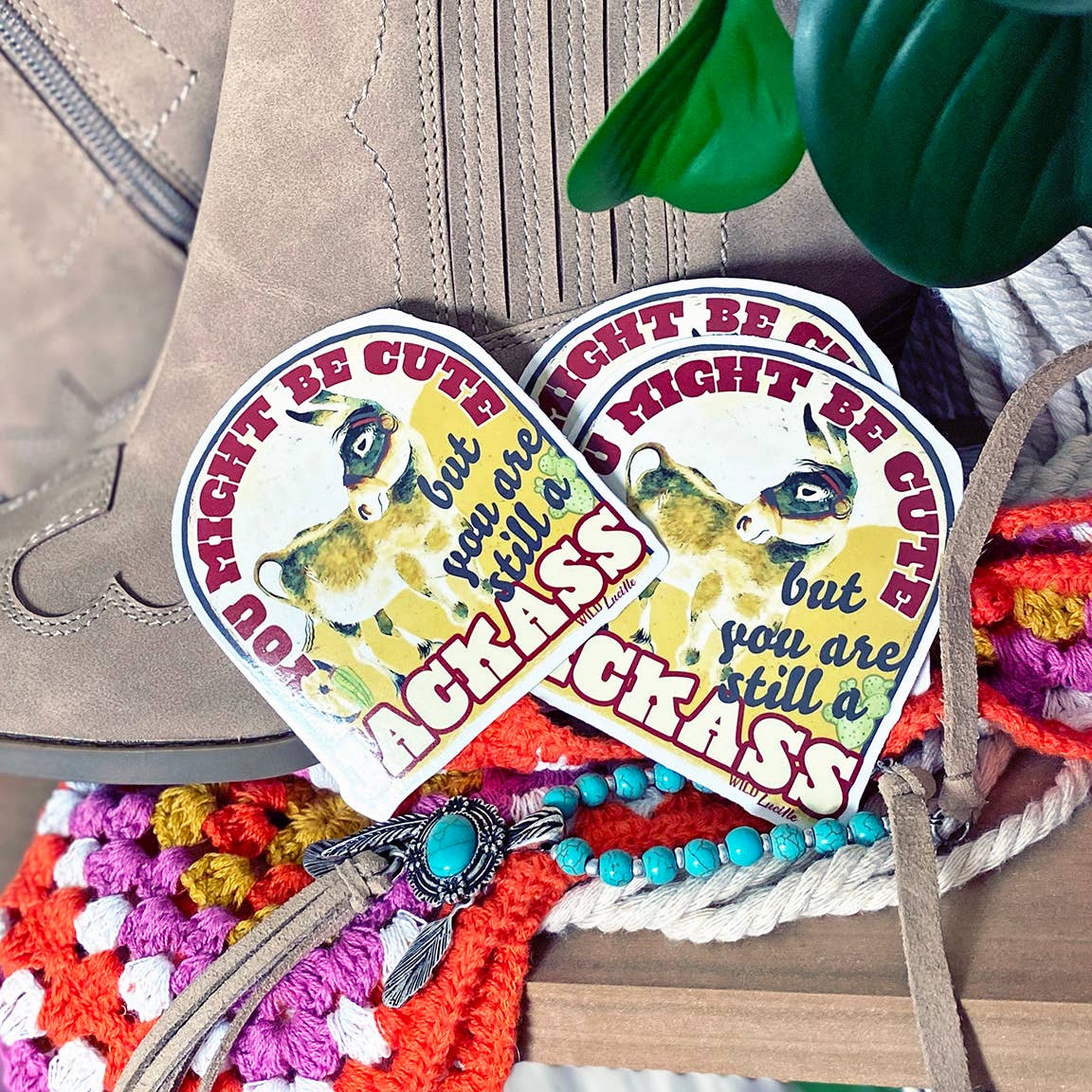 Might Be Cute Still A Jackass - Sassy Western Sticker Decals