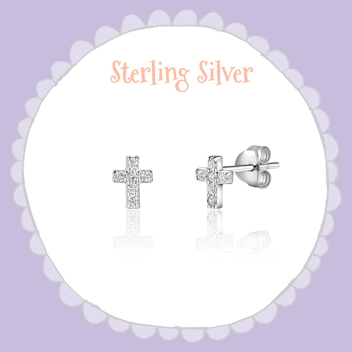 Sterling Silver Cross Earrings with Cubic Zirconia