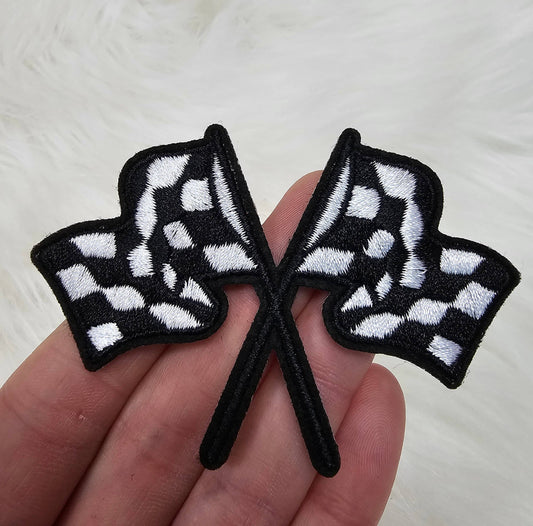 Racing Checkered Flag Embroidery Iron On Patch