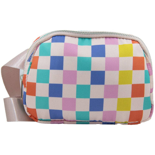 Multicolored Checkered Pattern Belt Bag