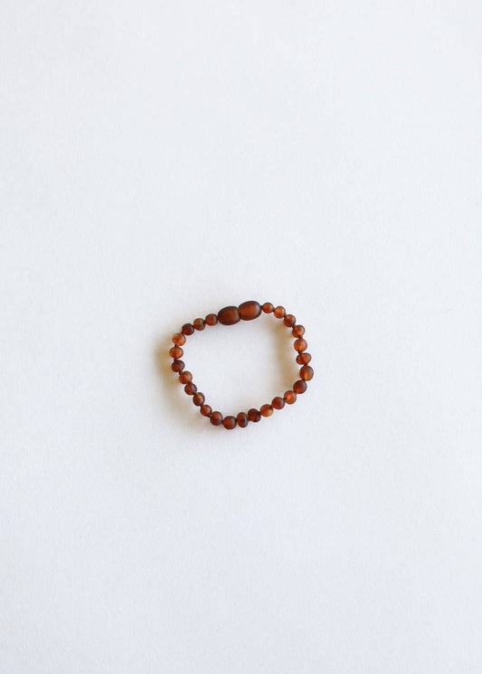 Raw Cognac Baltic Sea Amber || Beaded Anklet or Bracelet: 5" Baby Bracelet