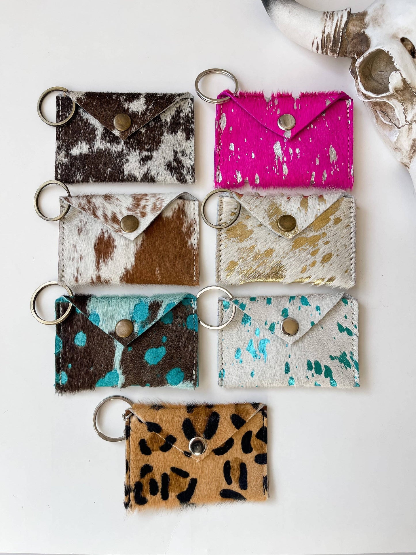 Cowhide Credit Card Holder Keychain - Gift Card holder