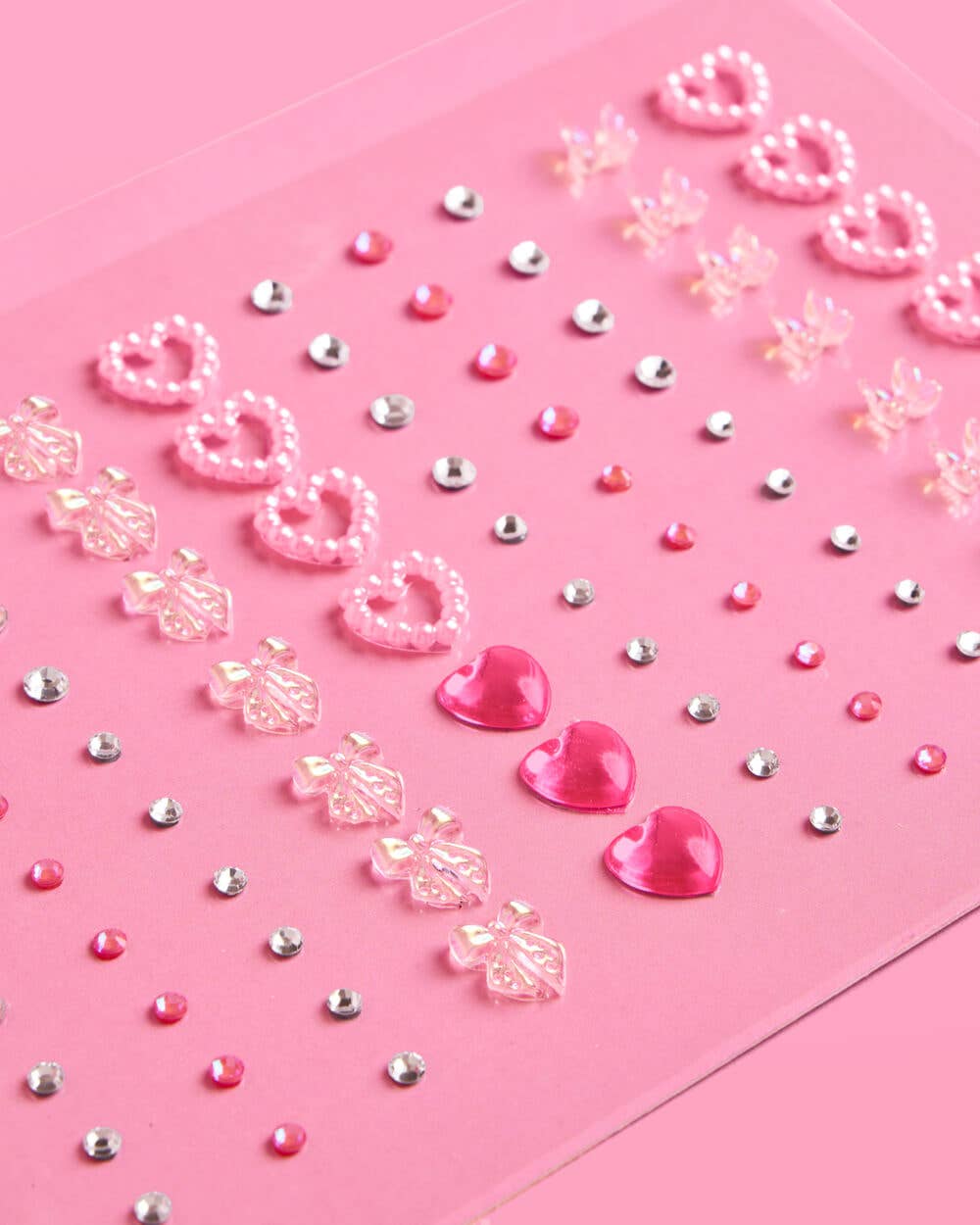 Bow + Heart Gem Set - 89 adhesive face gems, Festival, Bachelorette, Coquette