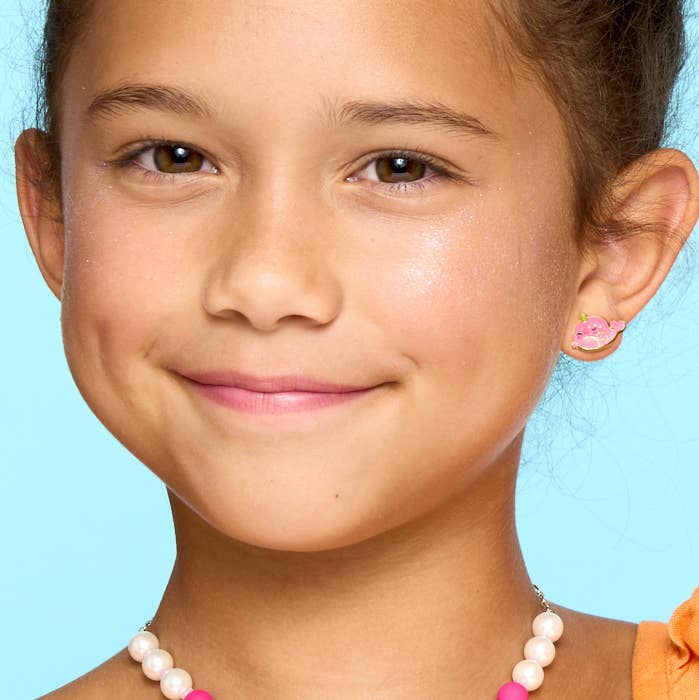 Glitter Pink Narwhal Cutie Stud Earrings