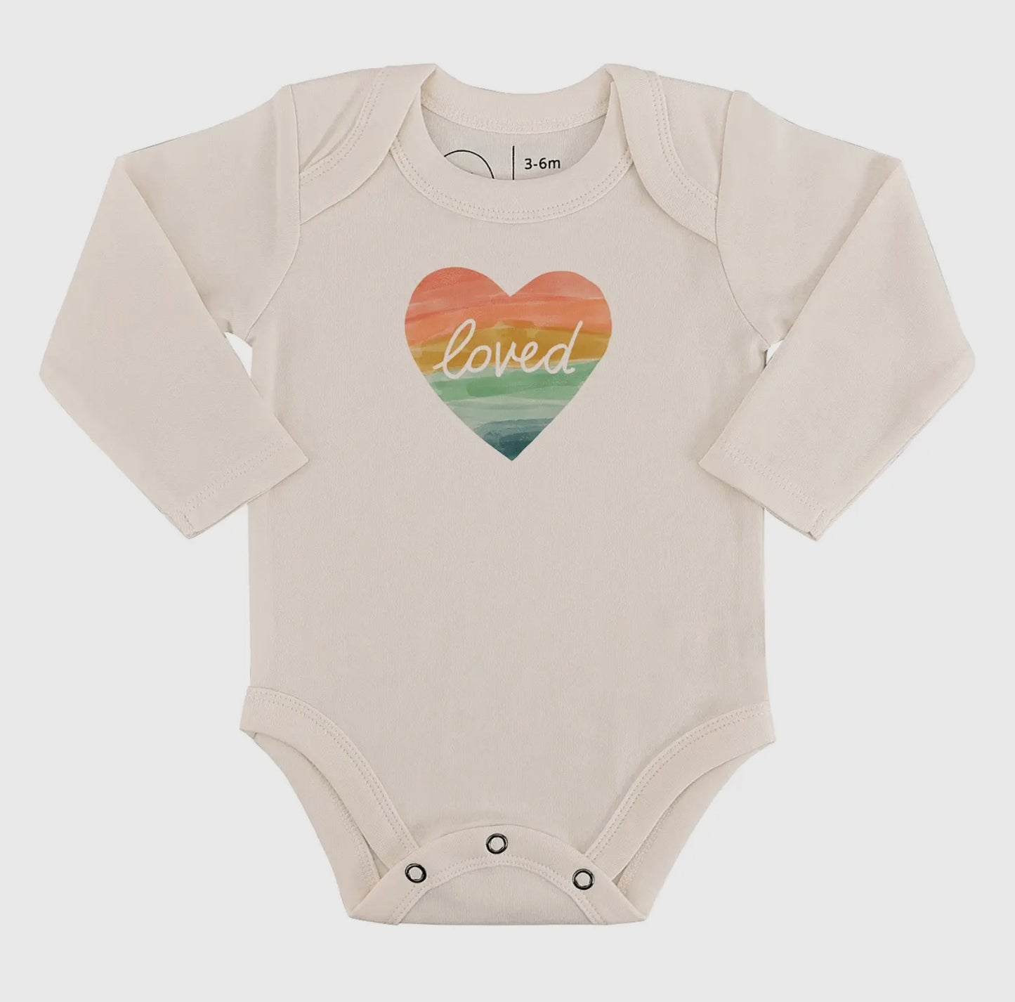 Long sleeve graphic bodysuit loved rainbow heart