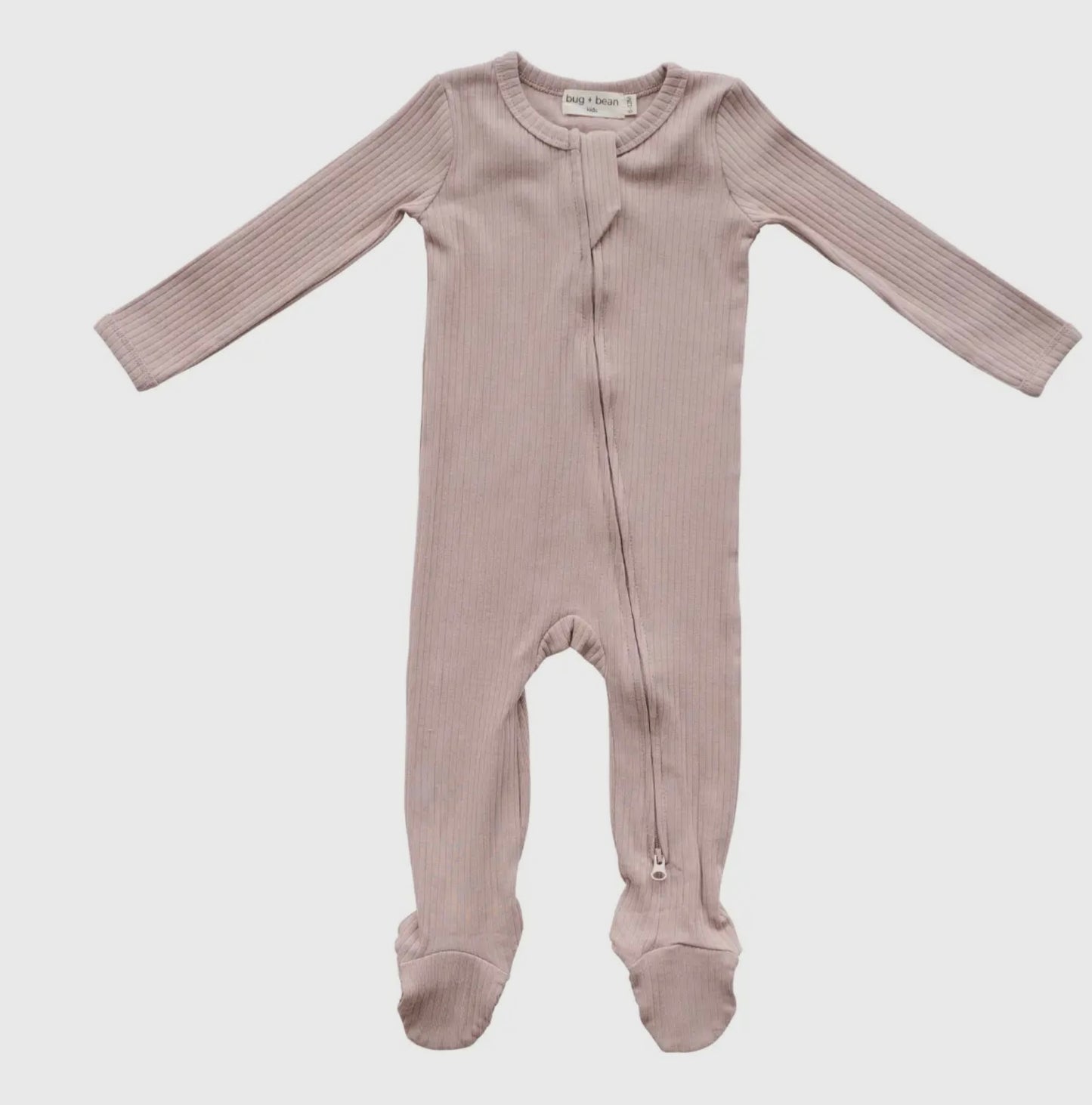 Organic Cotton Ribbed Footie - Mocha