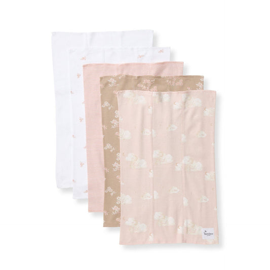 Whimsical Floral Organic Cotton Burp Cloths 5 Pack