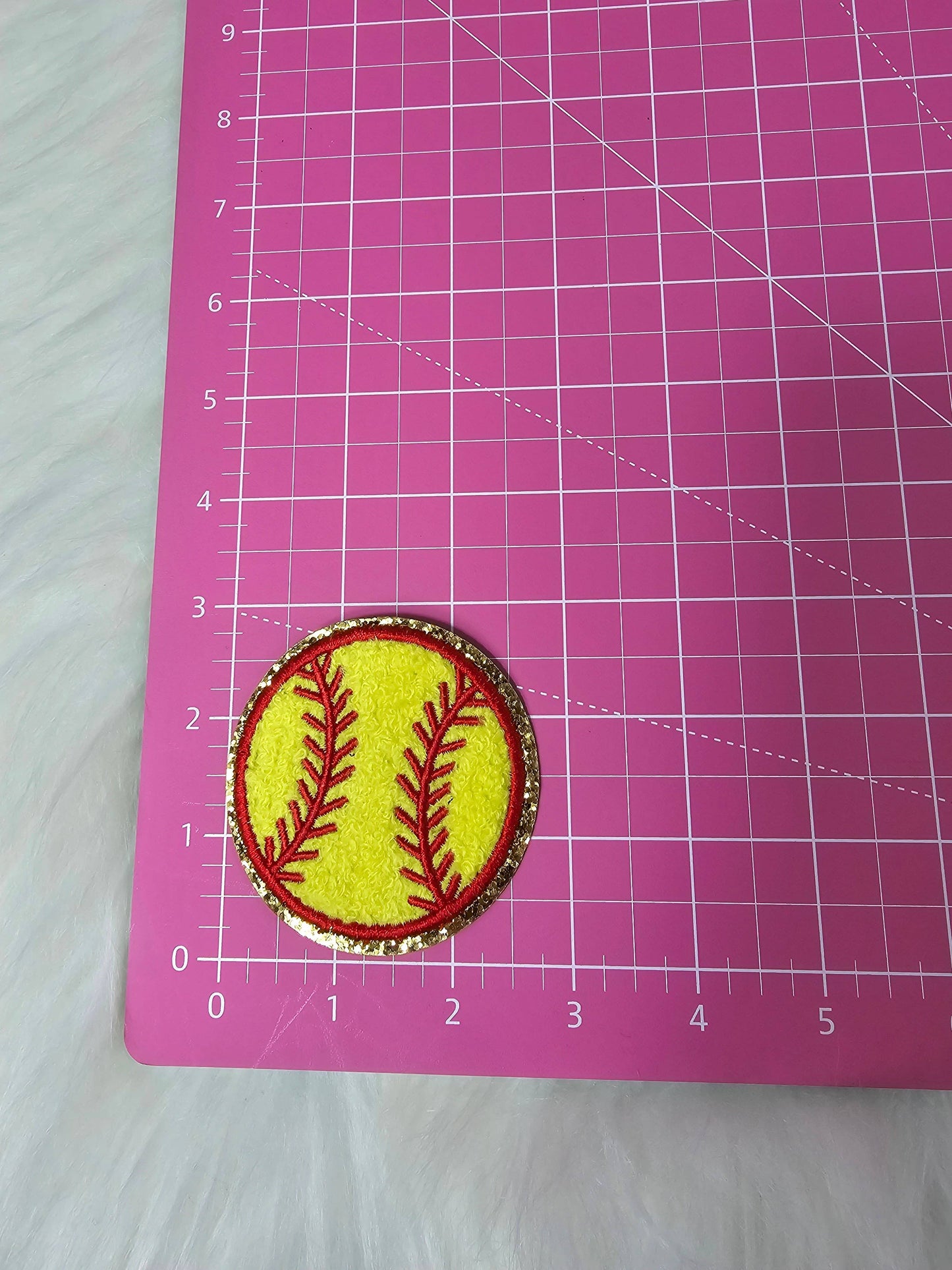 Softball Chenille Glitter Iron On Patch