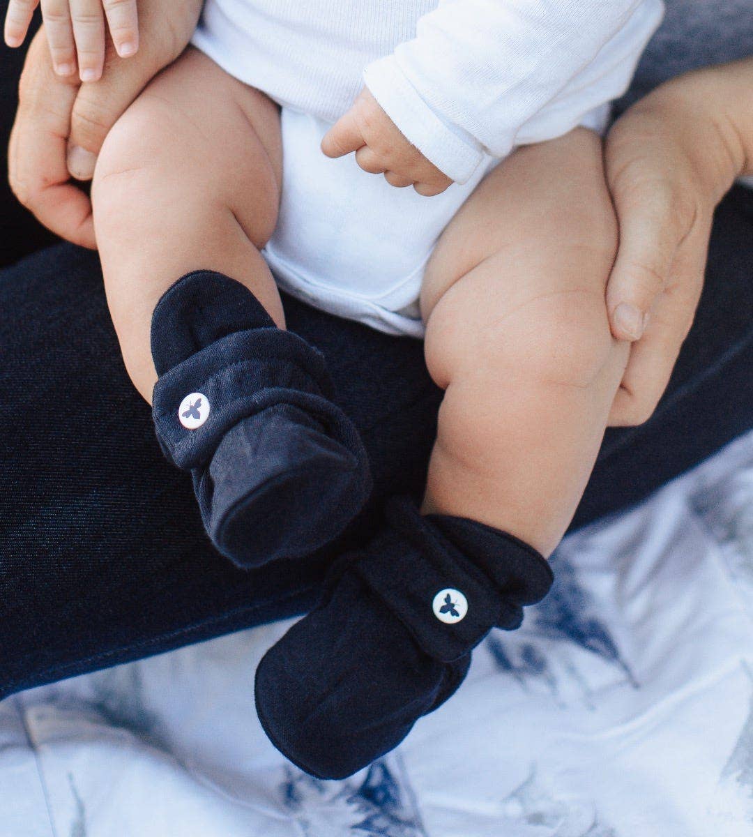 Solid Organic Cotton Baby Booties - Midnight