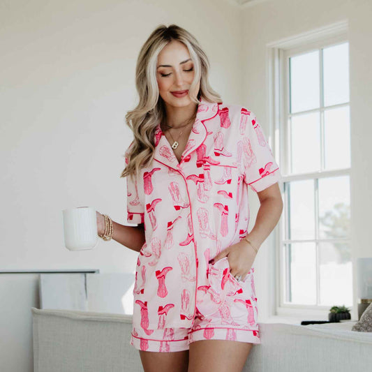 Light Pink Western Boots Women's Pajamas