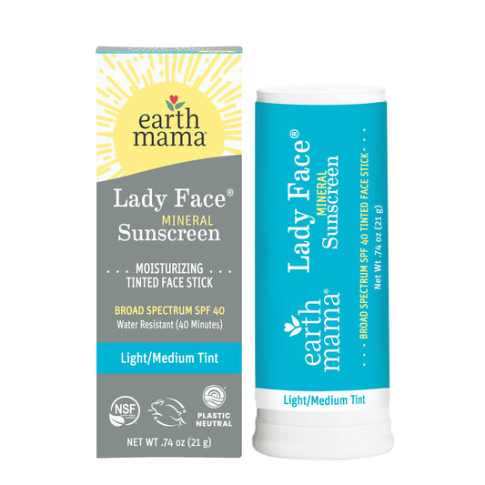 Lady Face Mineral Sunscreen Face Stick SPF 40: .74 oz. net wt. (21 g) / Light/Medium Tint