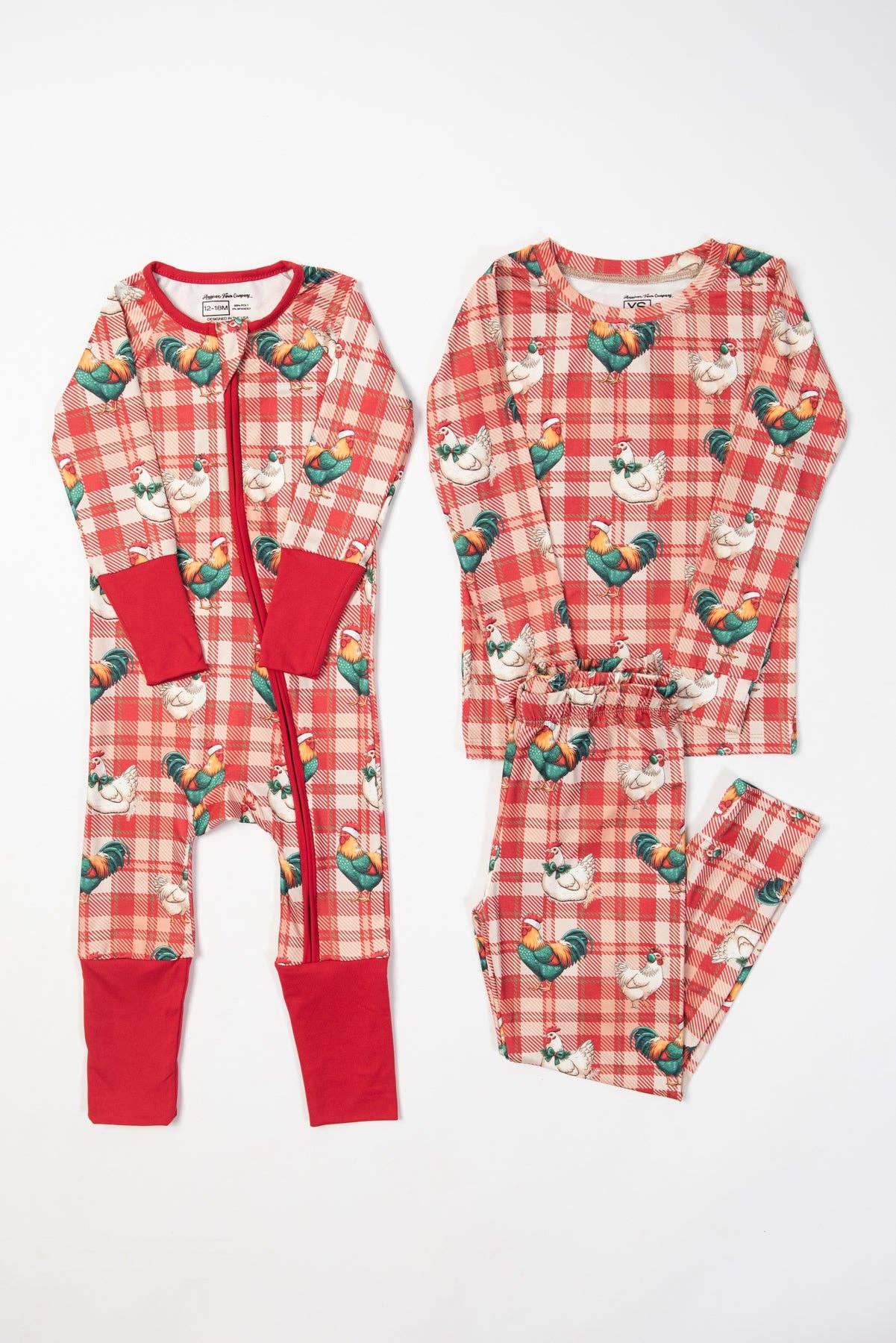 Christmas Chickens Plaid Baby Zippy