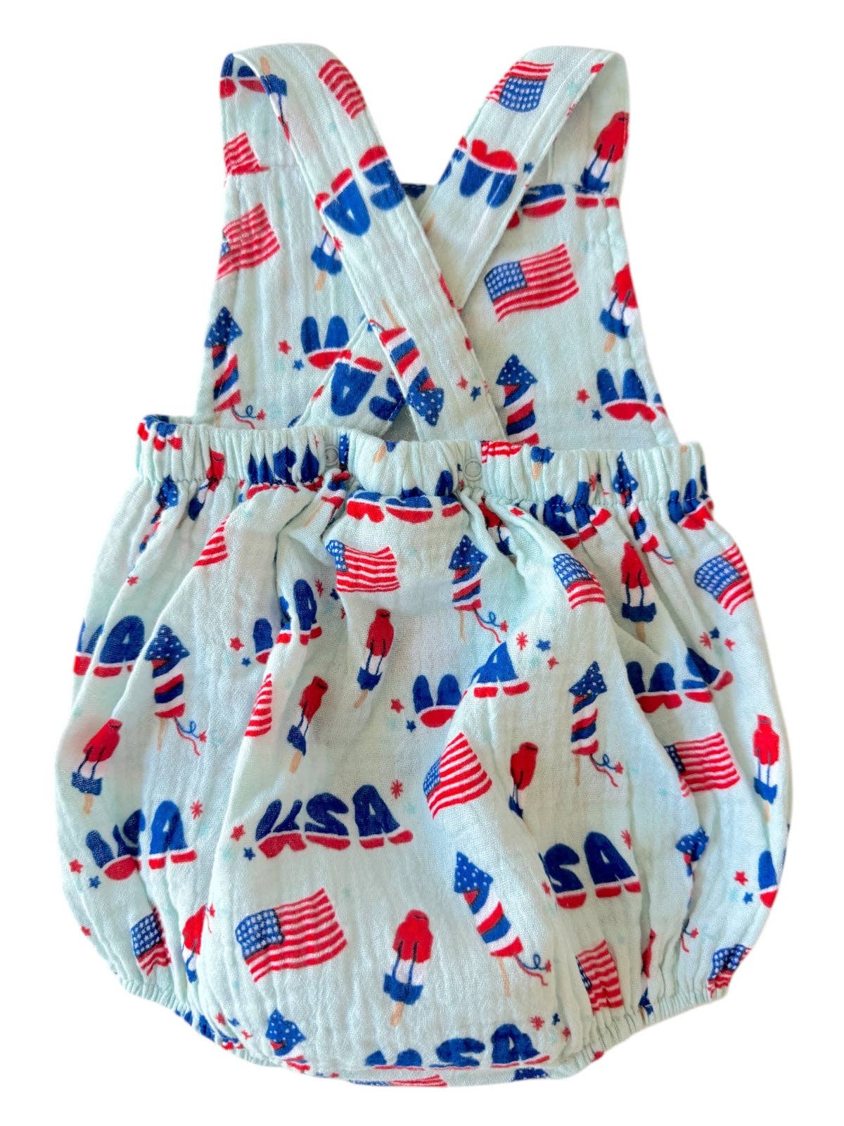 Muslin Retro Sunsuit, 4th of July Blue