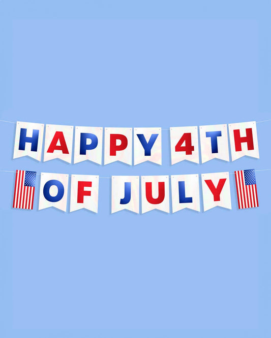 Stars & Stripes Patriotic Banner - white foil 5 ft banner