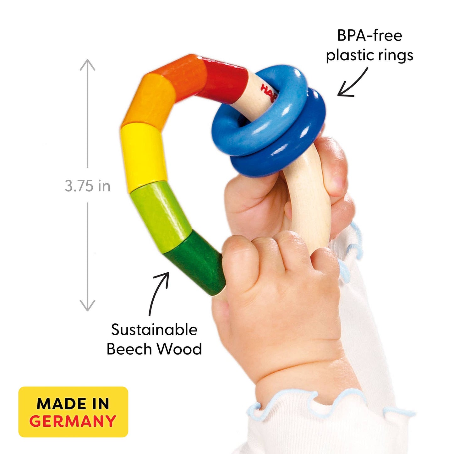 Kringelring Wooden Baby Rattle – Natural Grasping Toy