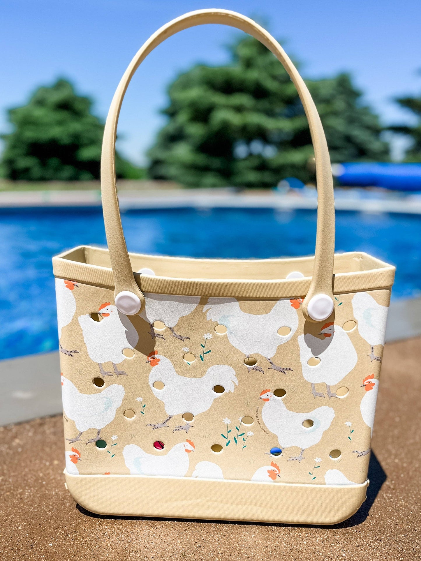 Spring Chicken Mini Beach Rubber Tote Bag