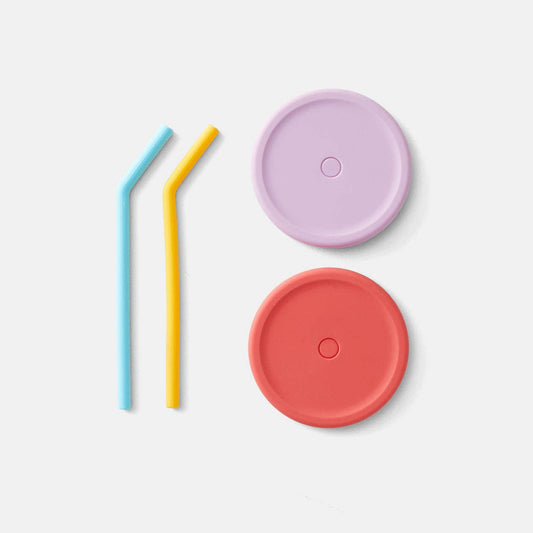 Silicone Straw and Lid Set - Sunset