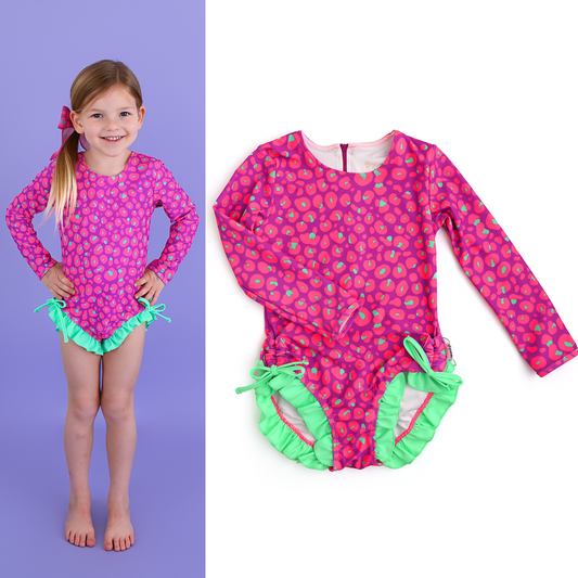 Tara Leopard LONG SLEEVE RASH GUARD SWIMSUIT