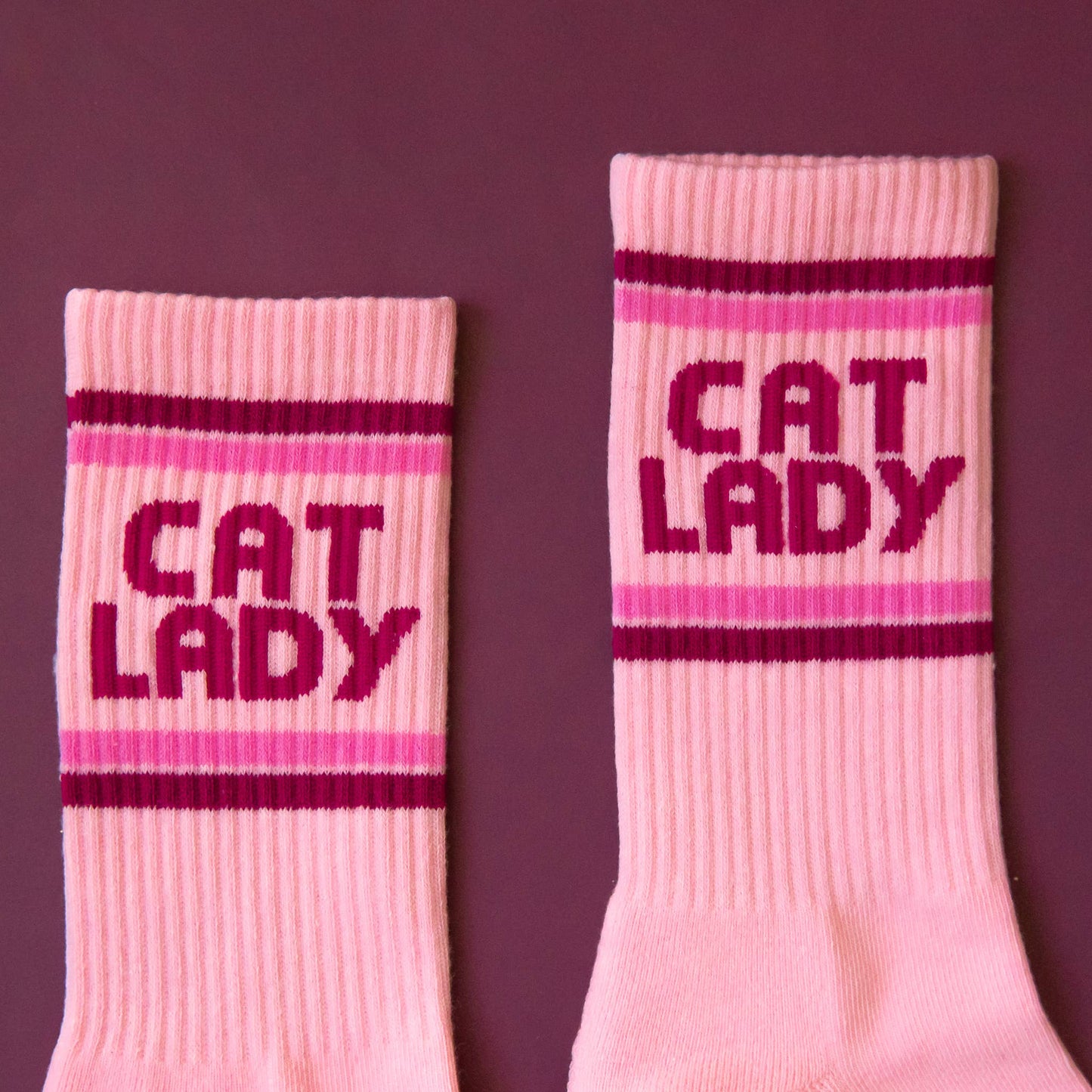 Cat Lady Striped Ribbed Crew Socks