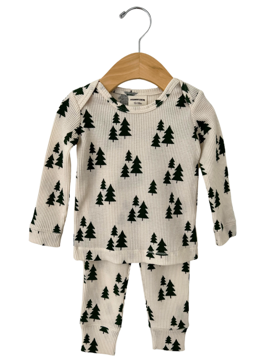 Forest Green Trees Organic Waffle 2-Piece Set