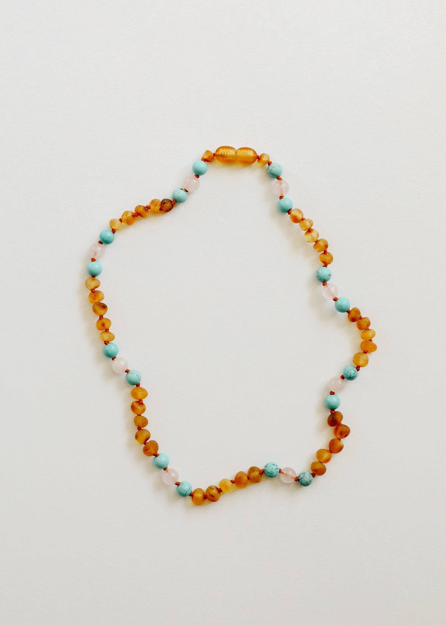 Raw Honey Baltic Amber + Turquoise + Rose Quartz || Necklace