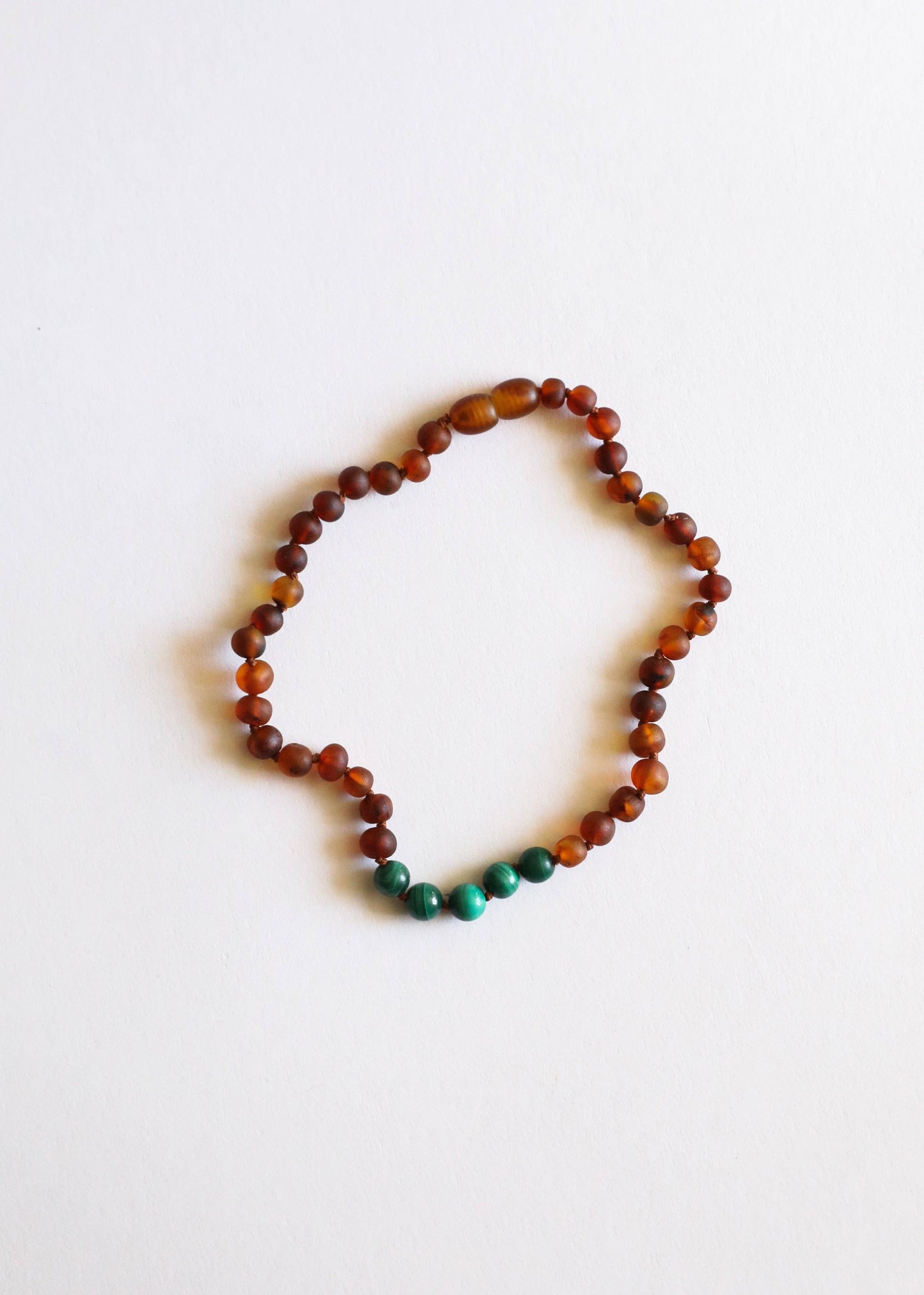 Raw Cognac Baltic Amber + Malachite || Necklace