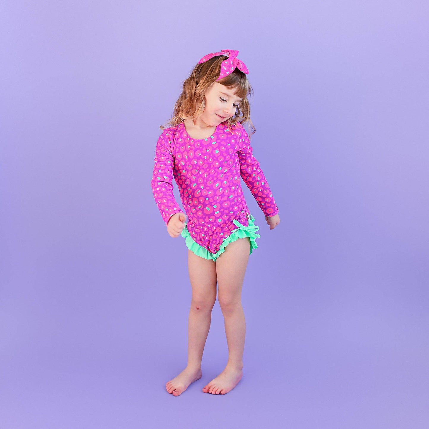 Tara Leopard LONG SLEEVE RASH GUARD SWIMSUIT