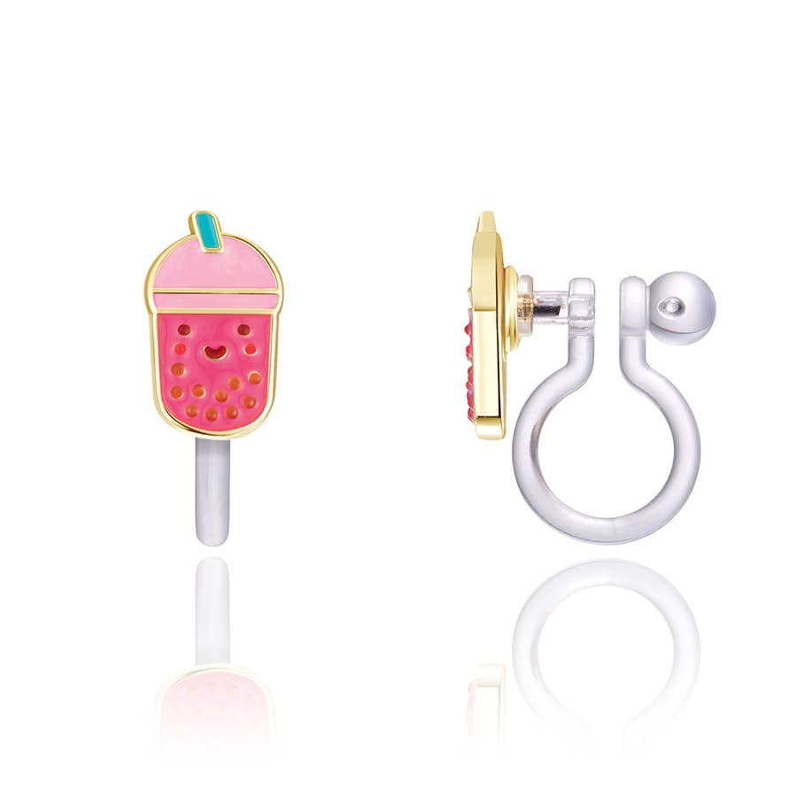 CLIP ON Cutie Earrings- Boba Tea Bliss