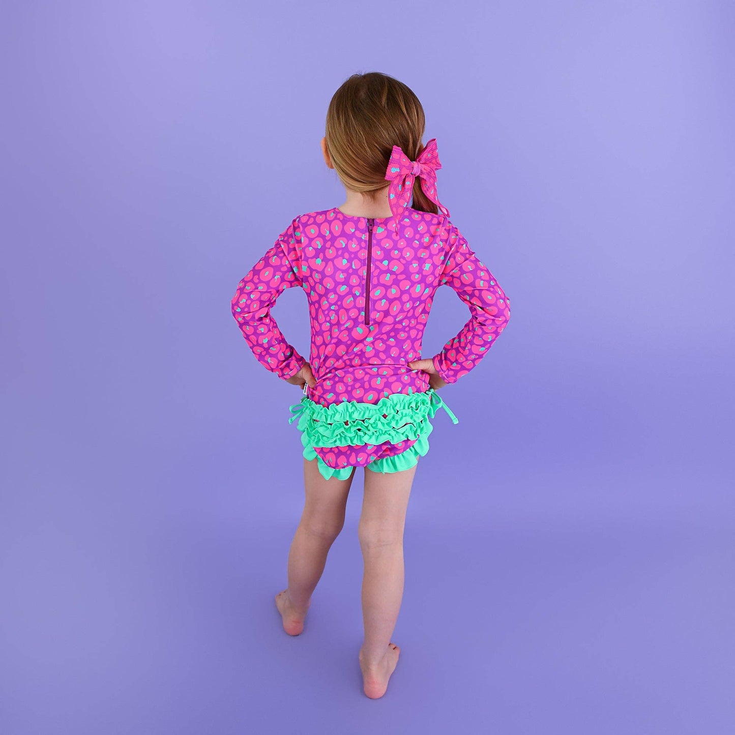 Tara Leopard LONG SLEEVE RASH GUARD SWIMSUIT