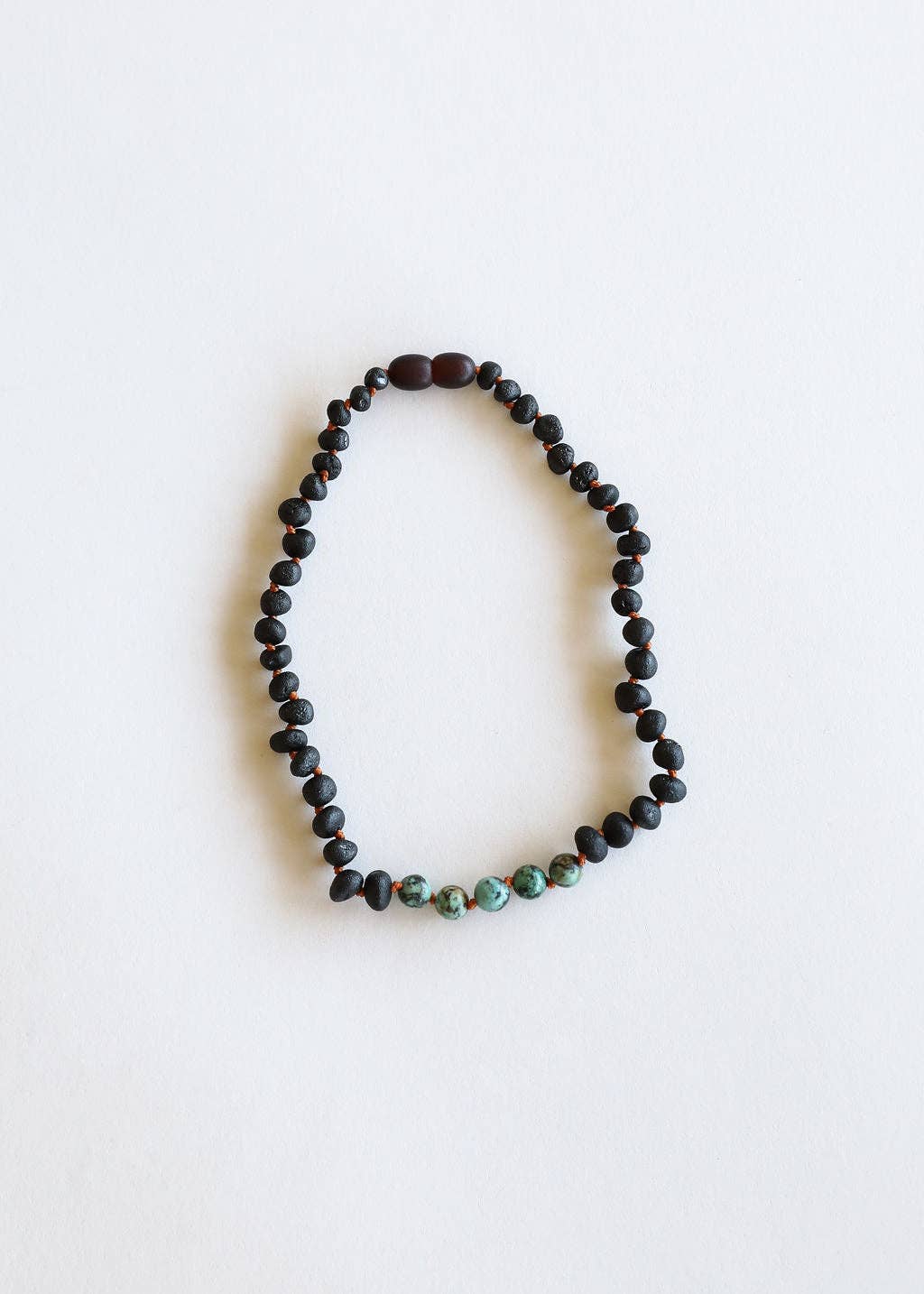 Raw Black Baltic Amber + Turquoise Jasper Necklace