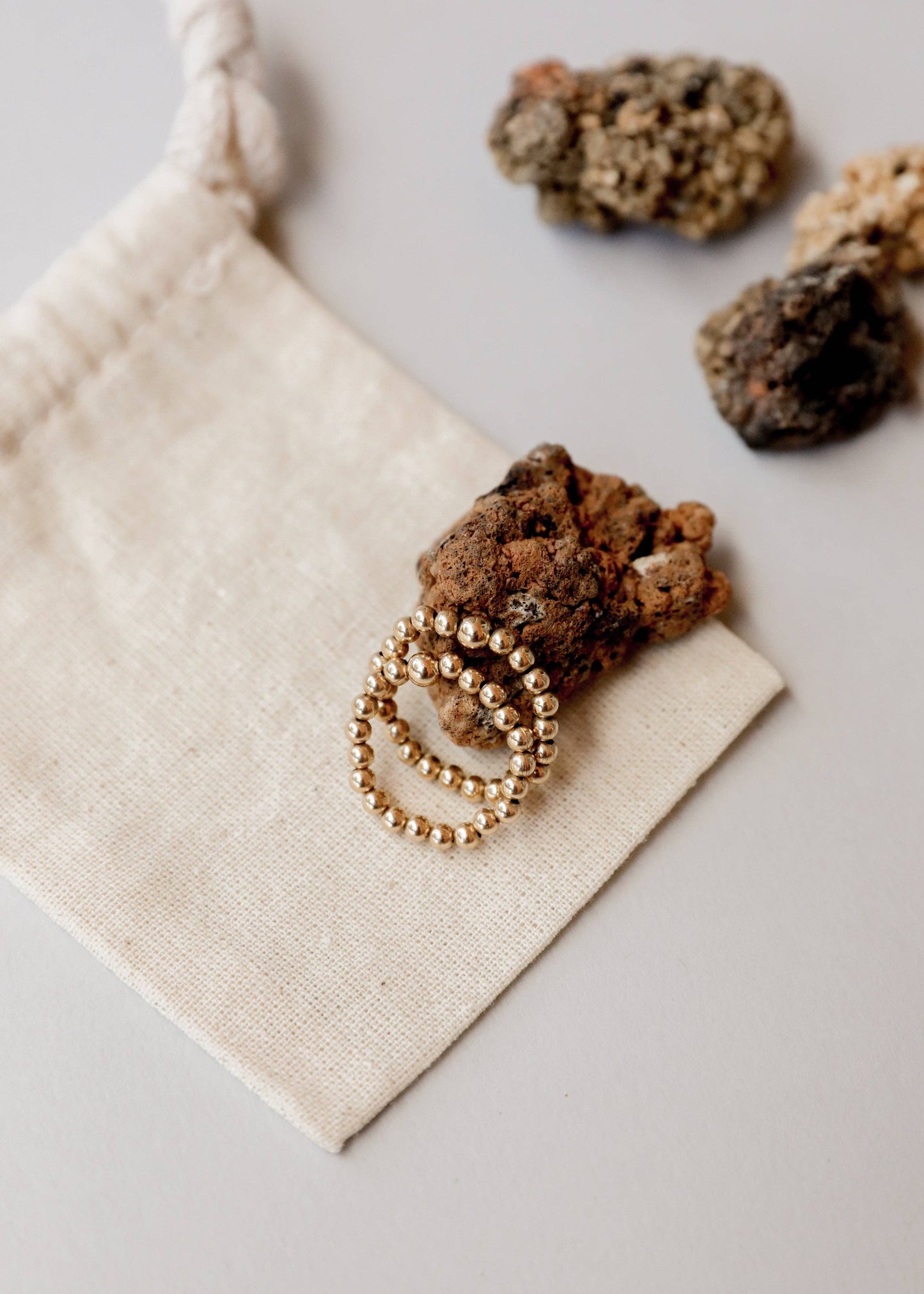 14K Gold Filled || Adult Beaded Stretch Stacking Ring
