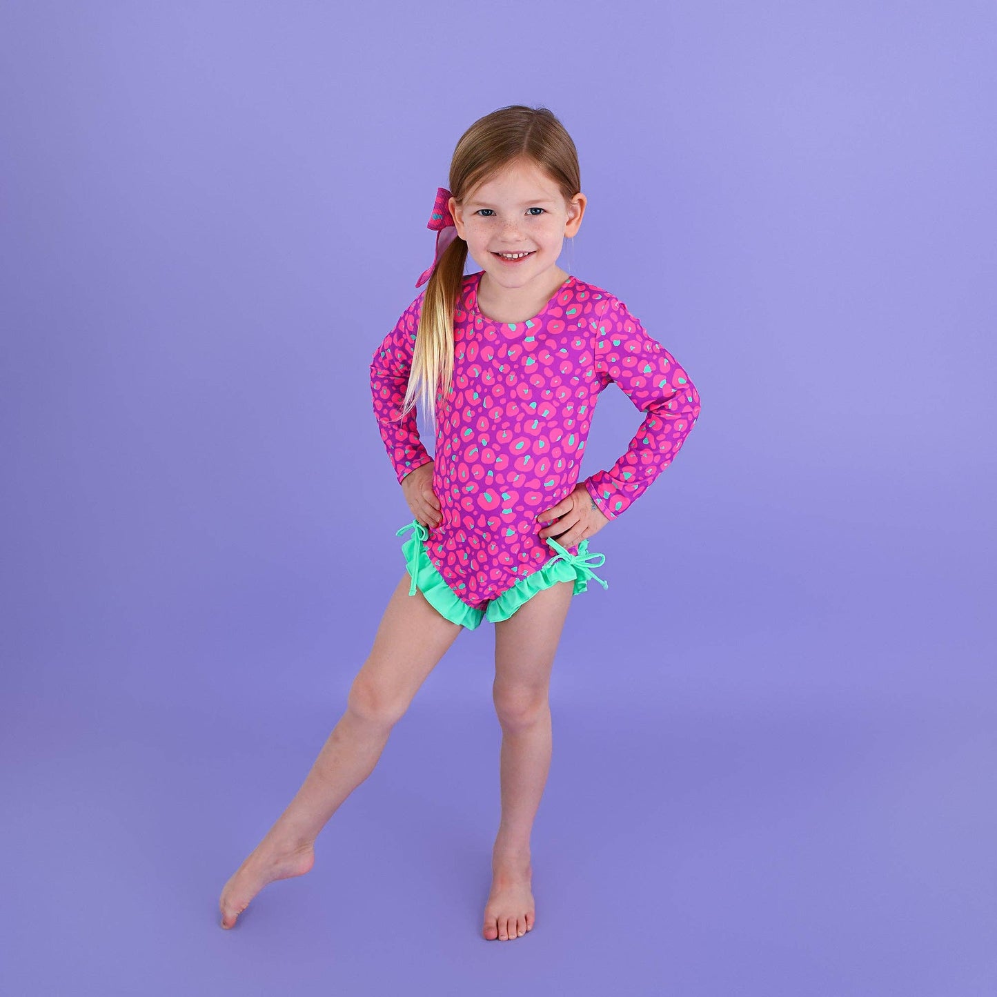 Tara Leopard LONG SLEEVE RASH GUARD SWIMSUIT